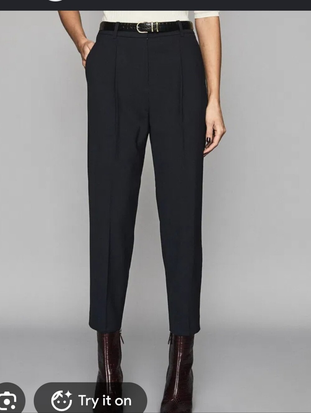 Reiss Quinn Boyfriend Tapered Trousers - Black